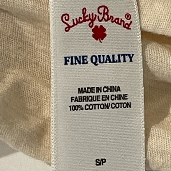 Lucky Brand Feather V Neck Short Sleeve Top Small - Picture 2 of 8